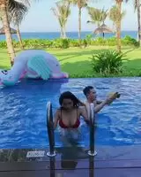 Coming out of the pool