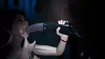 Claire expertly deepthroating a horsecock