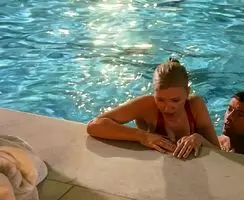 Scarlett Johannson dripping wet waiting to be fucked by the pool
