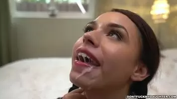 Pretty Lucie Kline with a mouth full