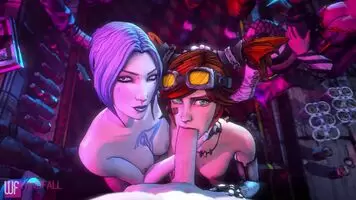 Maya teaching Gaige how to deepthroat