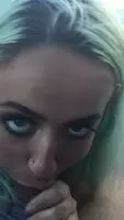Sucking hubbys cock outside