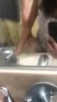 In bathroom mom outside