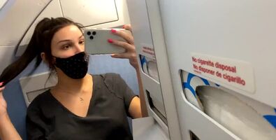 Pretty girl on a plane
