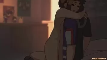Ochako riding Deku