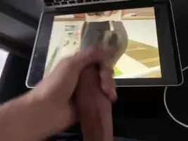 Slo-mo covering a hot ass in shiny leggings