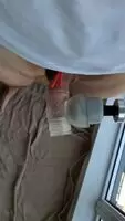Will the neighbours catch me cumming with my vibrating cock sleeve?