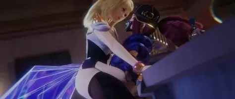 K/DA Ahri riding Futa Akali,