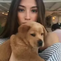 Cute girl and pupper