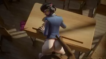 Academy D.Va fucked over a desk