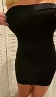 The black dress conceals the size well 🖤💋