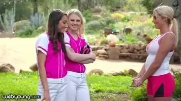 Hot Lesbian Teen Threesome During Softball Training!