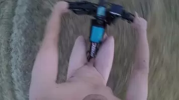 POV Riding completely naked on my bike in public nature.