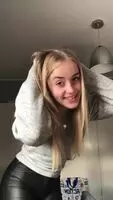 Teen in tight leather pants