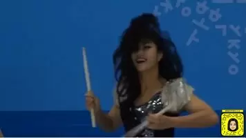 Korean Drummer Girl during Japan vs Sweden Hockey Game
