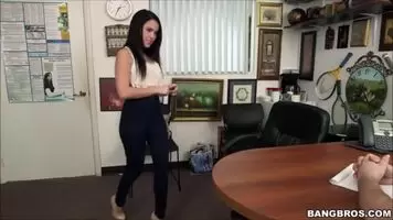 Megan strips and fucks in the office
