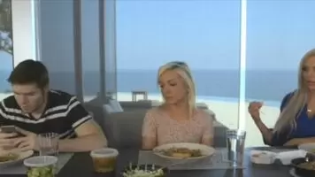 Sneaky Lesbian Milf Drops Goes Down For A Snack.