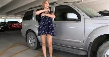 Blonde Flashing In A Parking