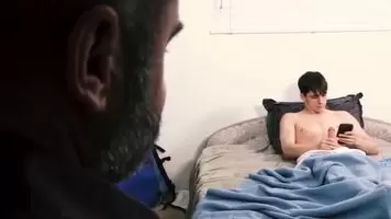 Stepdaddy jerks off stepson