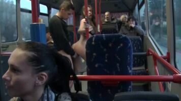 Amateur couple having sex on a city bus without any concern for who's watching HD.