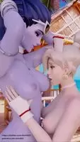 Mercy sucking on Widow's boobs
