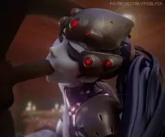 Widowmaker blows on a big cock