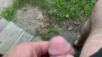 Spurting piss off my deck stairs, got some good distance with it as well. I could definitely have used a hand to help while I was filming