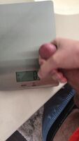 cum on a kitchen scale