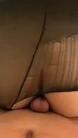 Grinding her ass in ripped pantyhose