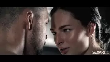 intense eye contact while finishing him by hand