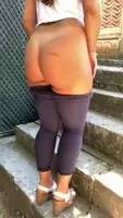 Booty flash on the park with yoga pants