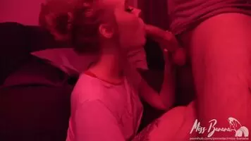 Blowjob in pink room