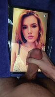 another bud requesting 2 be fed Bella Thorne to jerk his big hard cock over and giving her a hot cum tribute - if u like 2 show off ur big hard cock and have a second screen 2 do vids like this add hertsgirls on k1k