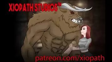 Suspended in the air by a monster with a throbbing horsecock