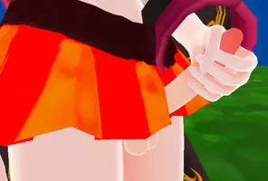 Skirt handjob
