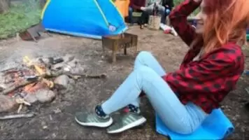 Public extreme sex and blowjob in forest, lot of adrenaline sperm!
