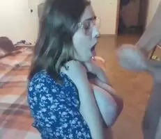 Jizzing on a big titty bitch