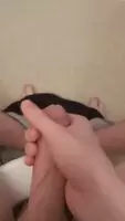 Teen jerking my dick and cumming hard