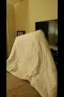 He always watches while I make the bed..