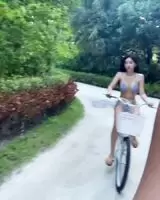 Riding the bicycle